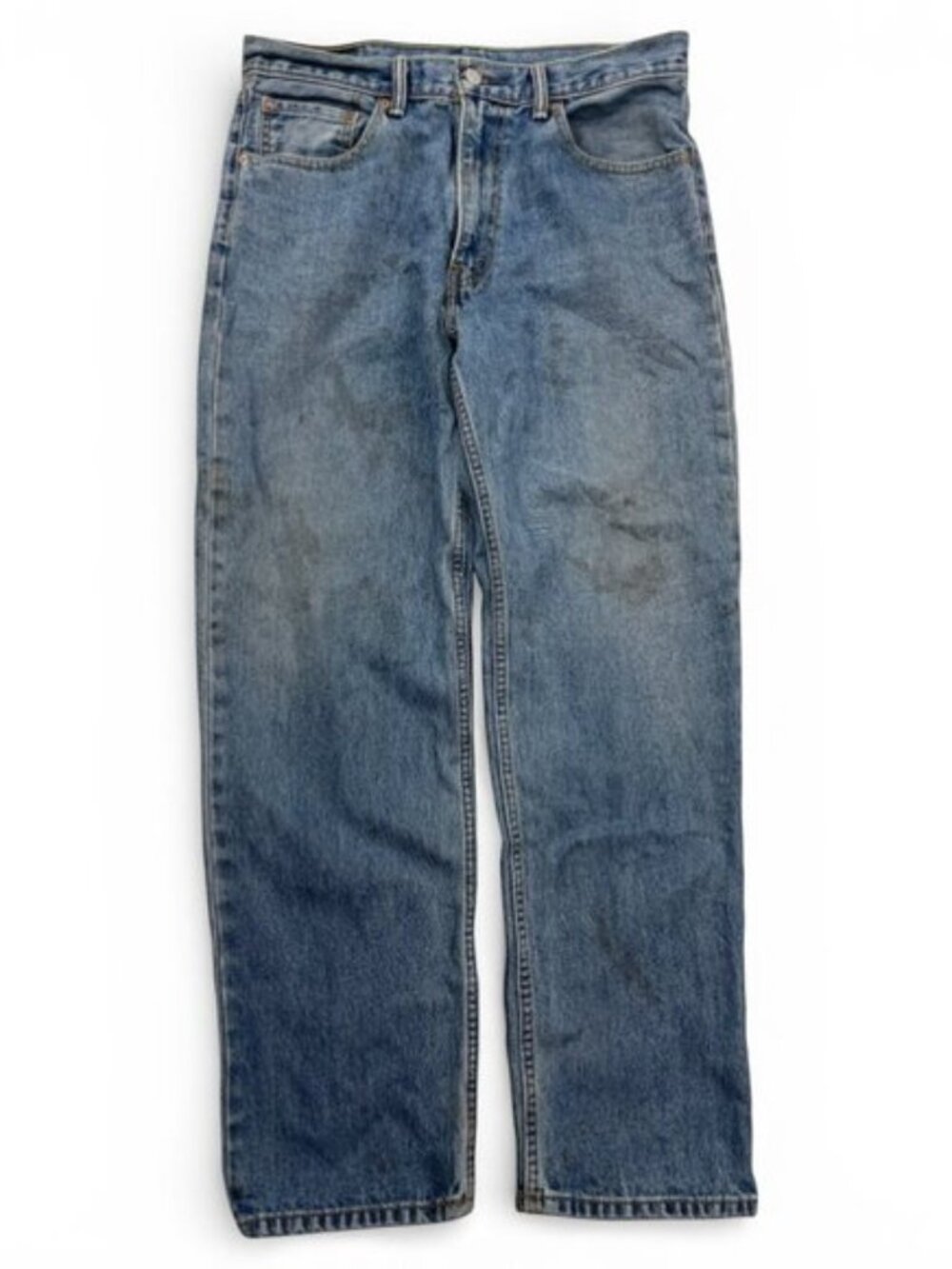 Levi's 550 Jeans Distressed Relaxed Tapered Leg Frays Fade Stains Men's 34x31